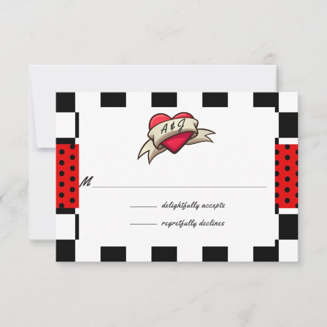 Cartão RSVP Casamento Rockabilly (Frente)