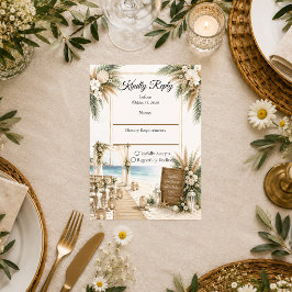Cartão RSVP Casamento Romântico Boho de Elegância Costeira