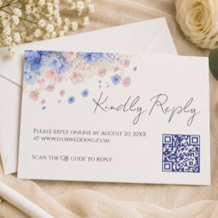 Cartão RSVP Casamento Romântico com Flores Silvestres Pastel C