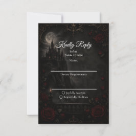 Cartão RSVP Casamento Romântico com Luar Gótico Encantado