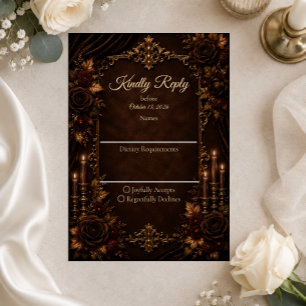 Cartão RSVP Casamento Romântico com Luz de Velas no Outono Vin