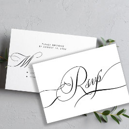 Cartão RSVP Casamento romântico com script de caligrafia moder