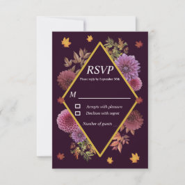 Cartão RSVP Casamento Romântico de Dahlia de outono