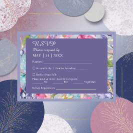 Cartão RSVP casamento romântico de flores silvestres