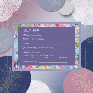 Cartão RSVP casamento romântico de flores silvestres