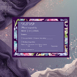 Cartão RSVP casamento romântico de flores silvestres