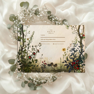 Cartão RSVP Casamento Romântico de Jardins Selvagens