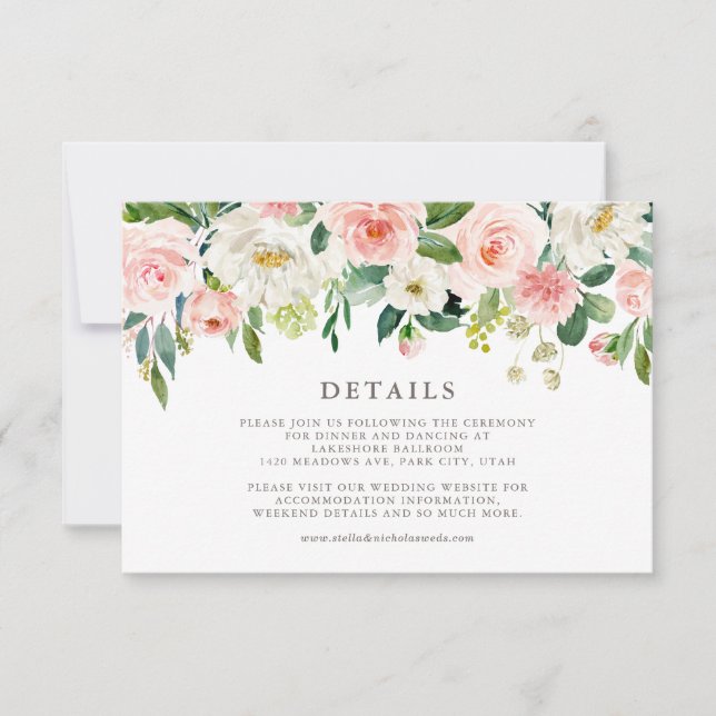 Cartão RSVP Casamento Romântico de Primavera de Aquarela Bloom (Frente)