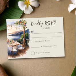 Cartão RSVP Casamento Romântico de Tema de Praia Sunset