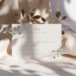 Cartão RSVP Casamento Romântico dos Verdes no inverno