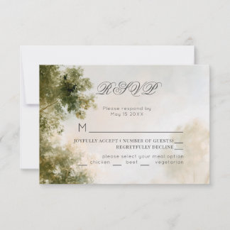 Cartão RSVP Casamento Romântico e Artístico no Jardim