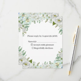 Cartão RSVP Casamento Romântico em Aquarela