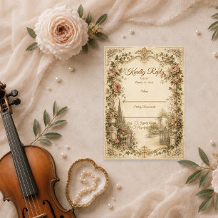 Cartão RSVP Casamento Romântico em Jardim Vintage