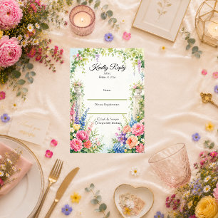 Cartão RSVP Casamento Romântico em uma Mansão de Jardim Capric