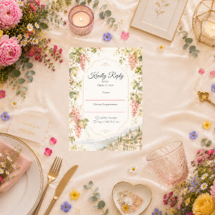 Cartão RSVP Casamento Romântico em Vinhedo