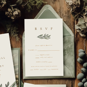Cartão RSVP Casamento Romântico Evergreen