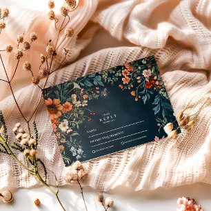 Cartão RSVP Casamento Romântico Gótico