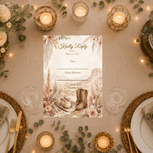 Cartão RSVP Casamento Romântico no Deserto Ocidental
