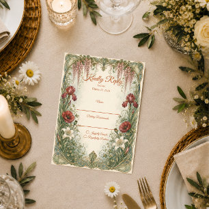 Cartão RSVP Casamento Romântico no Jardim com Arte Nova e Wist