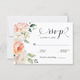 Cartão RSVP Casamento Romântico por País Floral de Peões Rosa-