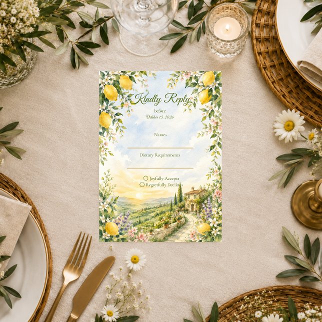 Cartão RSVP Casamento Romântico Toscano (Criador carregado)