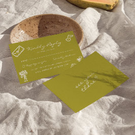 Cartão RSVP Casamento Romântico Verde Caprichoso Desenhado à M