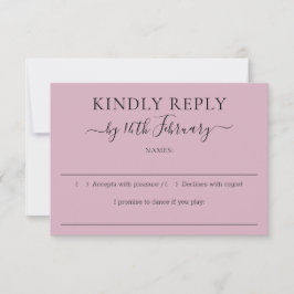 Cartão RSVP Casamento Rosa Bege Script Responda por Gentileza