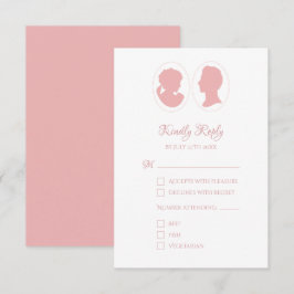 Cartão RSVP Casamento Rosa Clássico de Regência de Cameo