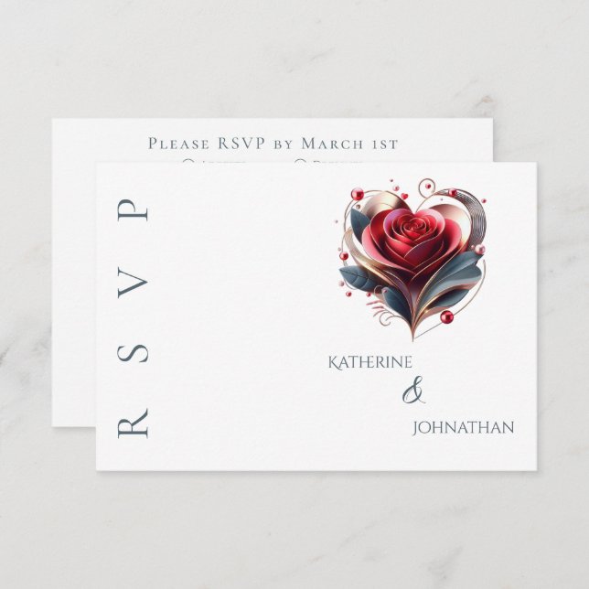Cartão RSVP Casamento Rosa Com Forma Moderna (Frente/Verso)