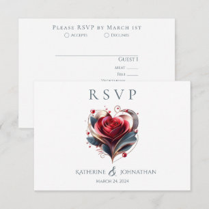 Cartão RSVP Casamento Rosa Com Forma Moderna