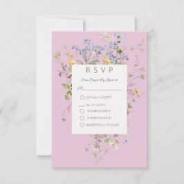 Cartão RSVP Casamento Rosa Delicado Boho Selvagens