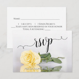 Cartão RSVP Casamento Rosa Espelhada Amarela Manteiga Elegante