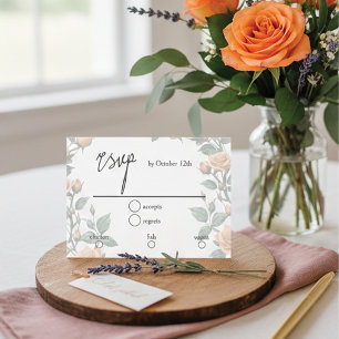 Cartão RSVP Casamento Rosa Laranja Damasco