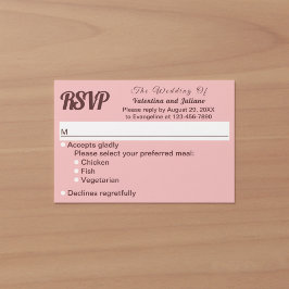 Cartão RSVP Casamento Rosa Minimalista Com Texto Burgundy Escu