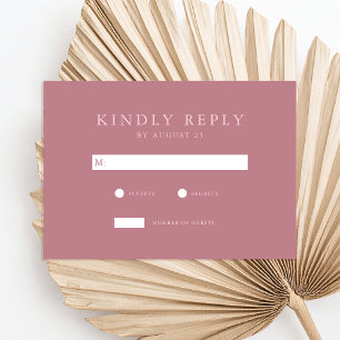Cartão RSVP Casamento Rosa Minimalista Moderno