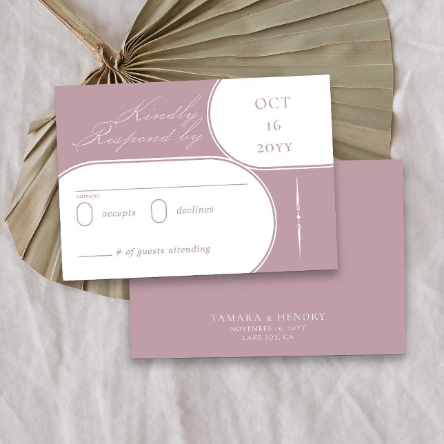 Cartão RSVP Casamento Rosa-Rosa de-Caligrafia Elegante (Elegant dusty rose pink response card from my Wedding Colors collection)