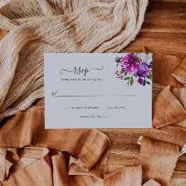 Cartão RSVP Casamento Roxo Brilhante Moderno, Vibrante Floral