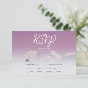 Cartão RSVP Casamento roxo roxo de montanhas de neve