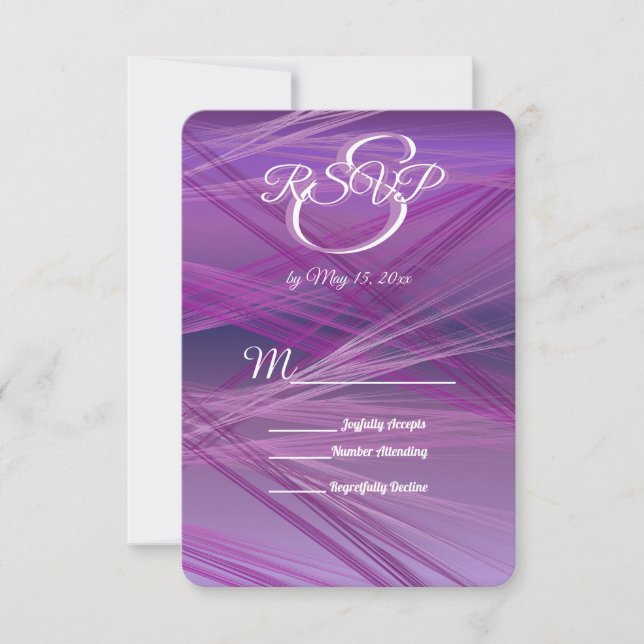 Cartão RSVP Casamento Roxo Streaks (Frente)