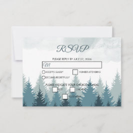 Cartão RSVP Casamento Russo da Floresta de Aquarela Pine Tree