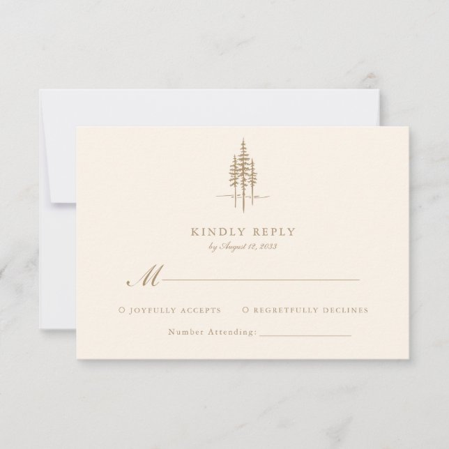 Cartão RSVP Casamento Russo da Floresta Dourada Moderna (Frente)