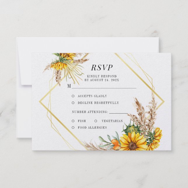 Cartão RSVP Casamento Russo de Girassol-Cria (Frente)