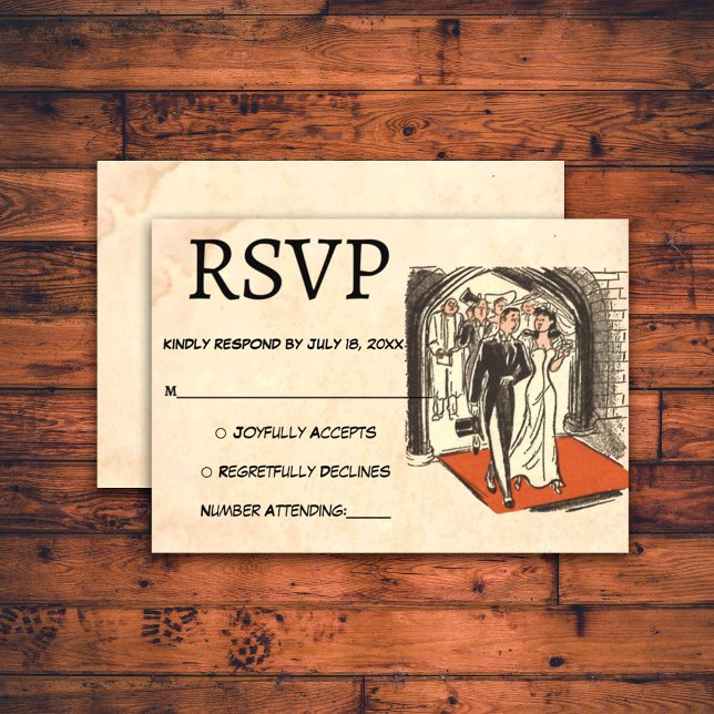 Cartão RSVP Casamento Russo De Noivas Elegante E Retron (Criador carregado)