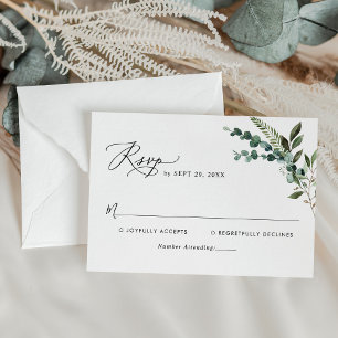 Cartão RSVP Casamento Russo de Verde Moderno