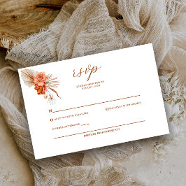Cartão RSVP Casamento Russo Floral Burnt-Orange-Bohemian