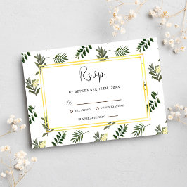 Cartão RSVP Casamento Russo Moderno com Aquarela Elegante Botâ