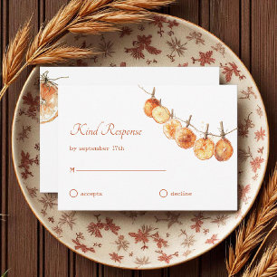 Cartão RSVP Casamento Rustic Autumn Boho Seco Orange Garland