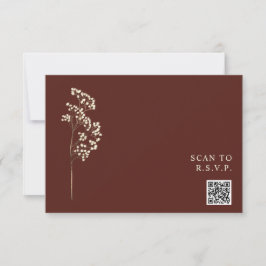 Cartão RSVP Casamento Rustic Beet Red Gypsophila Código QR