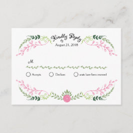 Cartão RSVP Casamento Rustic Bohemian Primavera Foliage Wreath