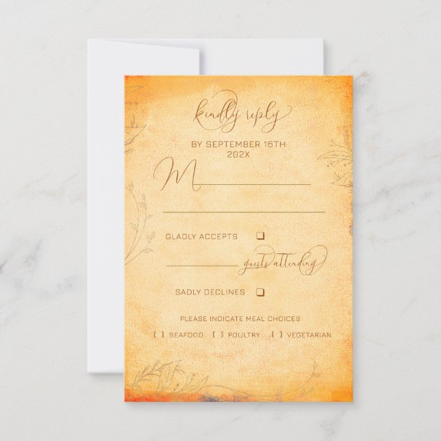 Cartão RSVP Casamento Rustic Bohemian Tuscany Autumn QR (Frente)